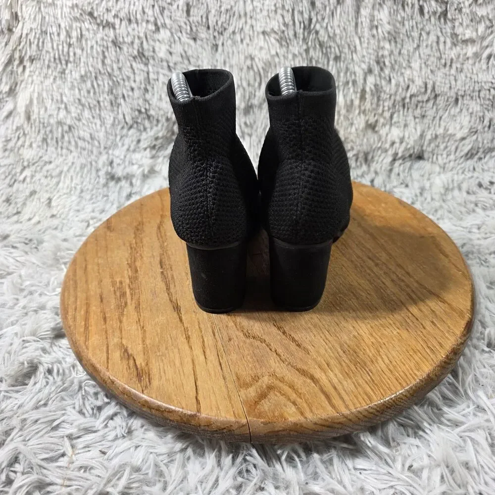 White Mountain Ankle Booties Tara-C Womens 5.5 Black Knit Fabric Peep Toe Boots